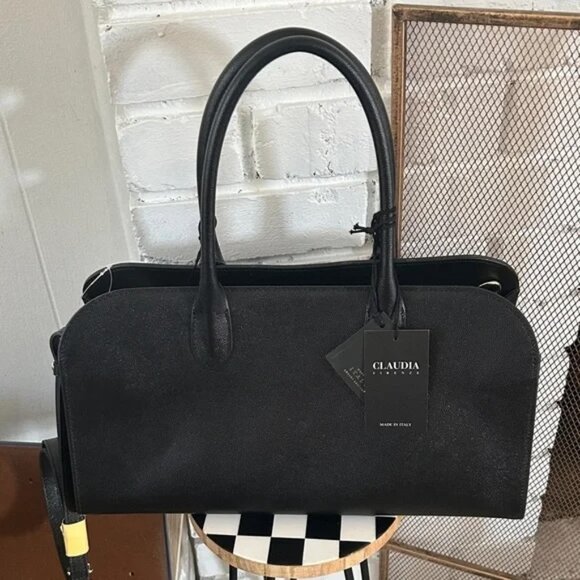 Brand New with Tags Claudia Firenze Black Leather Handbag - Picture 1 of 7